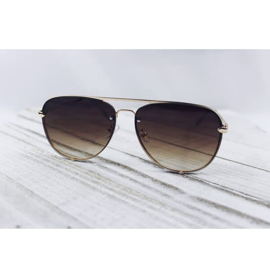 For Him - Aviator Brown Faded With Gold Frame Sunglasses