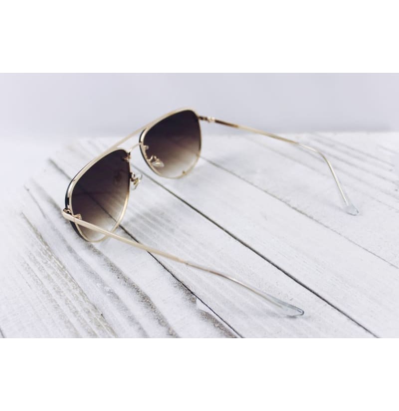 For Him - Aviator Brown Faded With Gold Frame Sunglasses