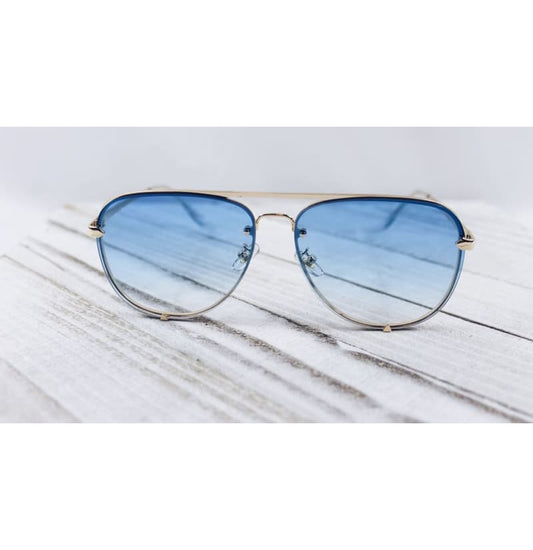 For Him - Aviator Ocean Blue Faded With Gold Frame Sunglasses