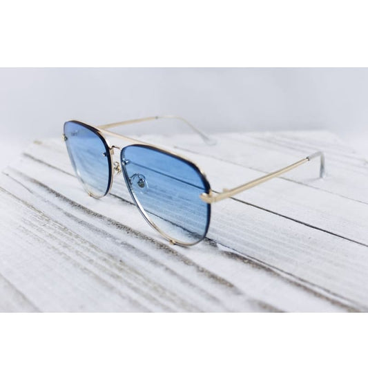 For Him - Aviator Ocean Blue Faded With Gold Frame Sunglasses