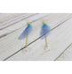 Blue Green With Crystal Bead Butterfly Wings Earrings, Beautiful Translucent Dangling Chain Fashion