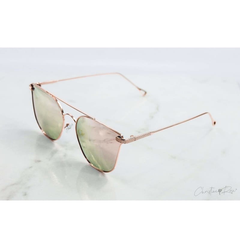 Sunglasses - Cross Bar Pink Mirrored Sunglasses