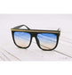Sunglasses - Flat Top Gold Chain Blue Black Faded Sunglasses