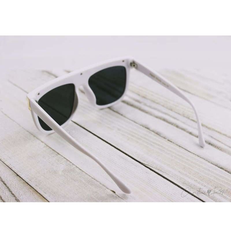 Sunglasses - Flat Top Gold Chain White Sunglasses
