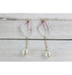 Light Pink With Pearl Butterfly Wings Earrings, Beautiful Translucent Dangling Chain Fashion
