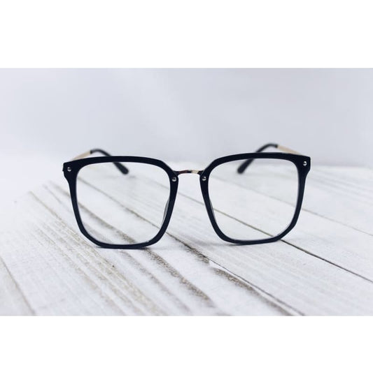 Lovely Me Stylish Clear/Black Trim Glasses With Gold Frame