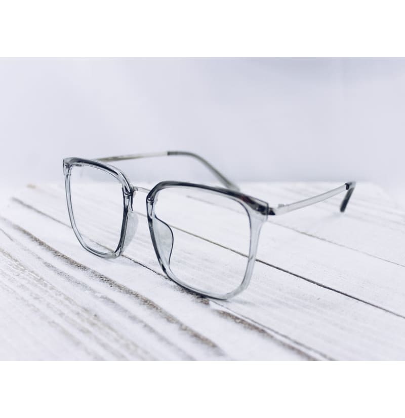 Lovely Me Stylish Clear/Grey Trim Glasses With Gold Frame