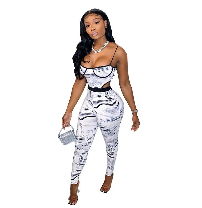 Marble All The Way Body Top & Pants 2pc Set