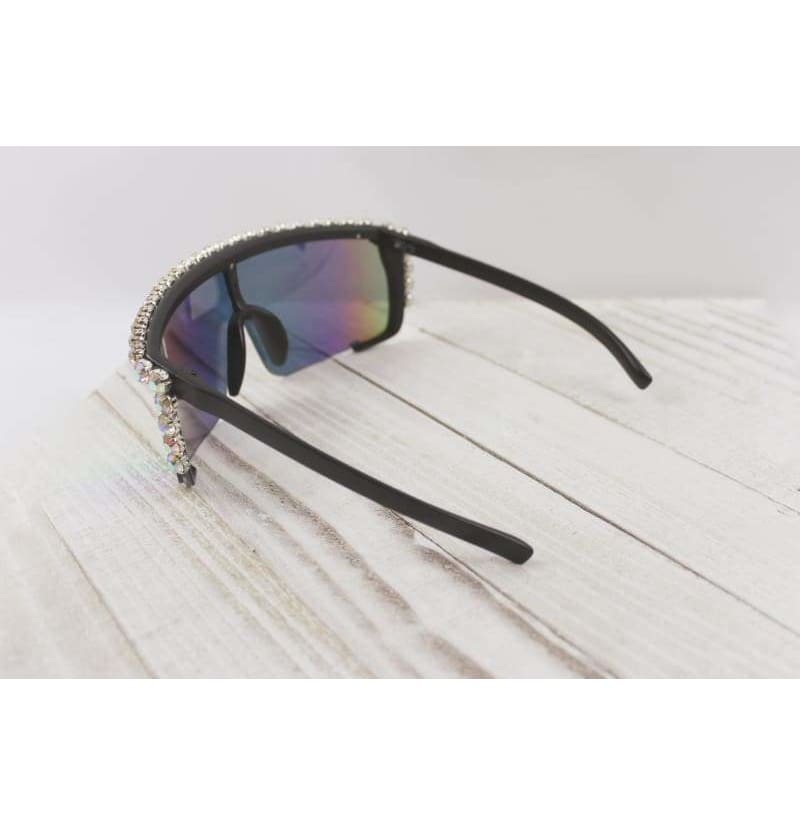 Sunglasses - Multi Color Mirror Big Bold Super Fly Rhinestone Sunglasses