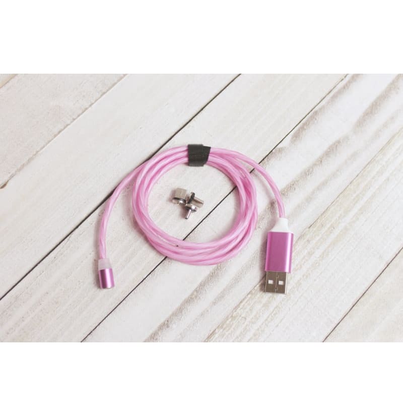 Pink Color LED Flowing Charger Colorful Easy Magnet Charge