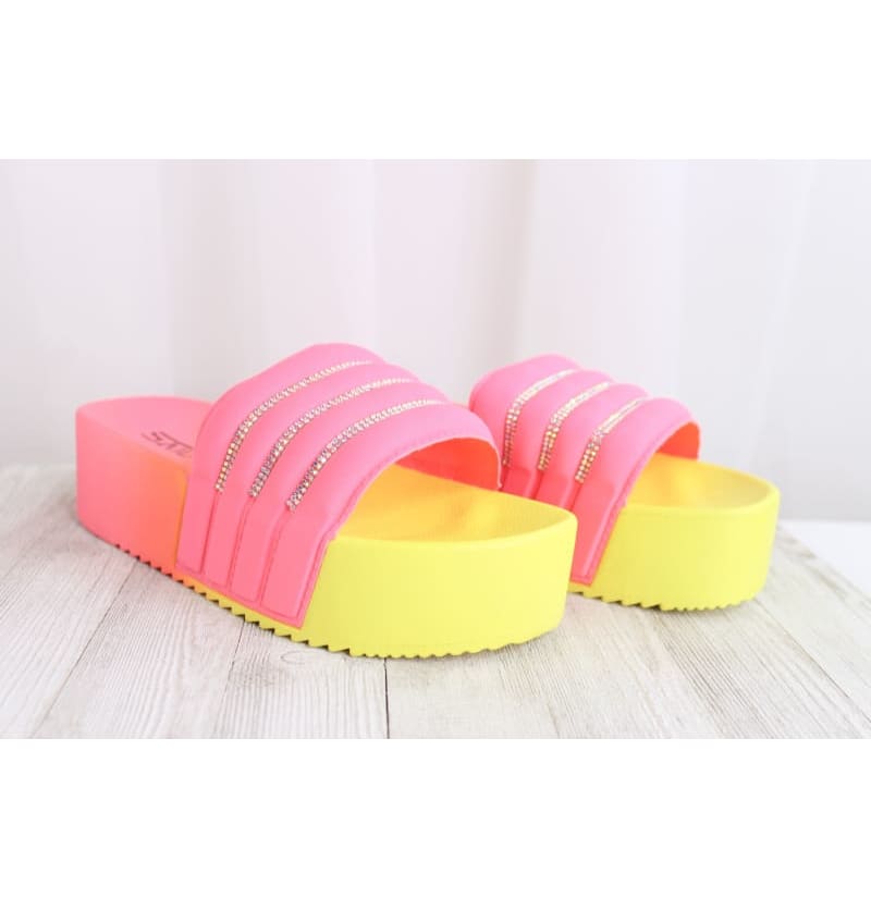 Pink/Yellow Super Comfy Stylish Foam Slide Sandals, Walking On A Dream Seriously!!! Many Colors!