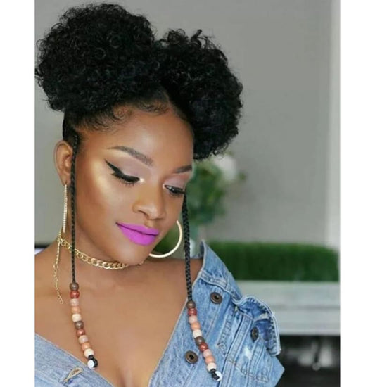 Puff Fro Bun, Easy On The Go Drawstring Sassy Puff Bun, Natural Afro Look