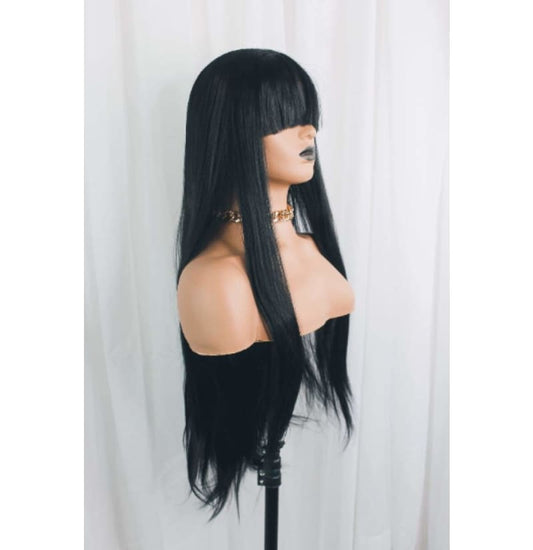 Scarlett Trimmable Bangs Black 26 Inch Wave 13x4 Wig