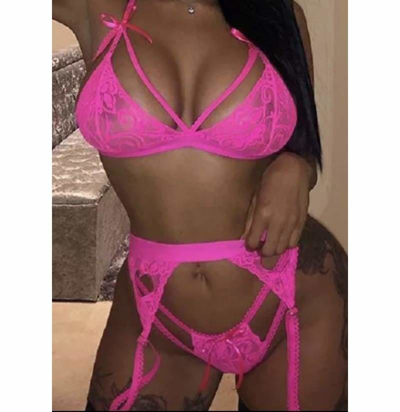 Sexy Lingerie, Strappy Lace, Thigh Straps For Events, Special Nights, 3pc Set, Lace Thong, Body