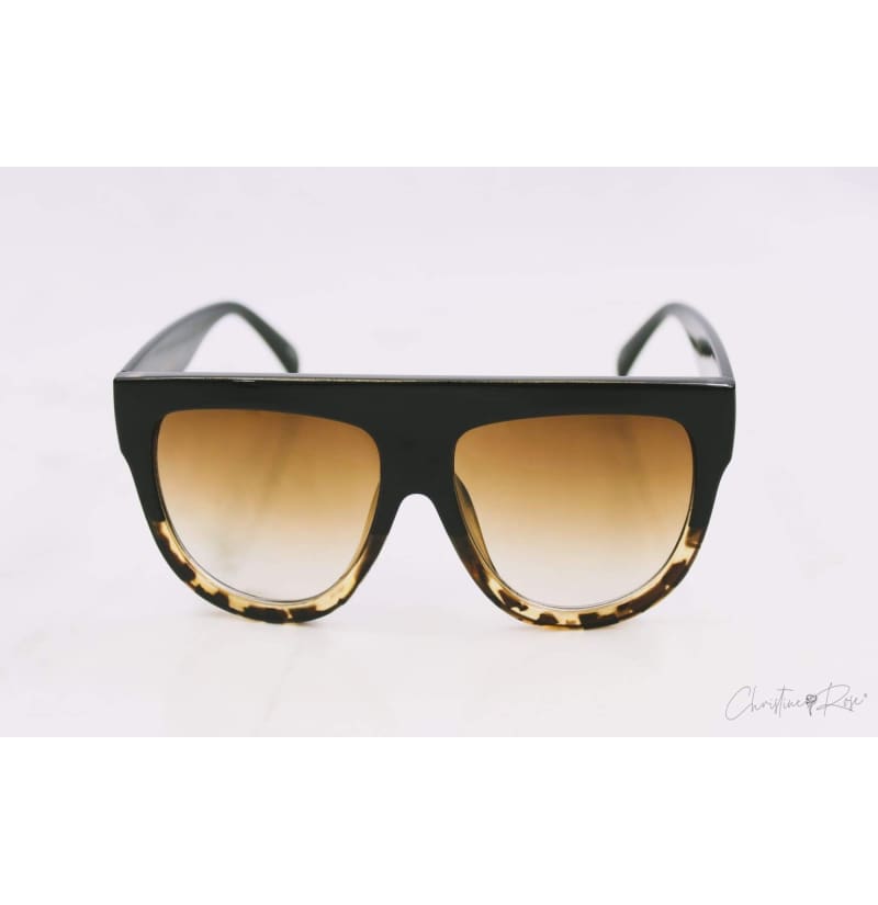 Sunglasses - Slay Black Leopard Bottom Faded Sunglasses