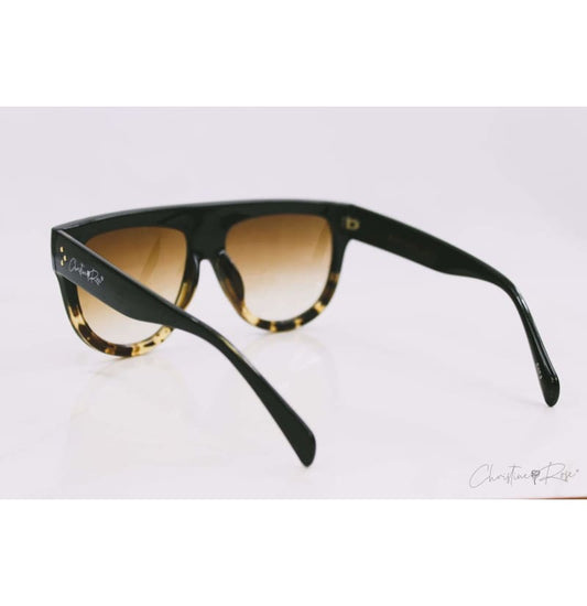 Sunglasses - Slay Black Leopard Bottom Faded Sunglasses