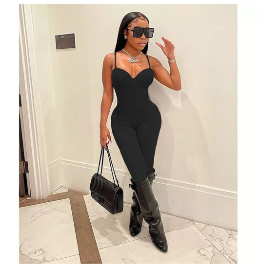 Solid Super Fitting Thick Chick Jumpsuit Romper Body Shaper Pants Onesie