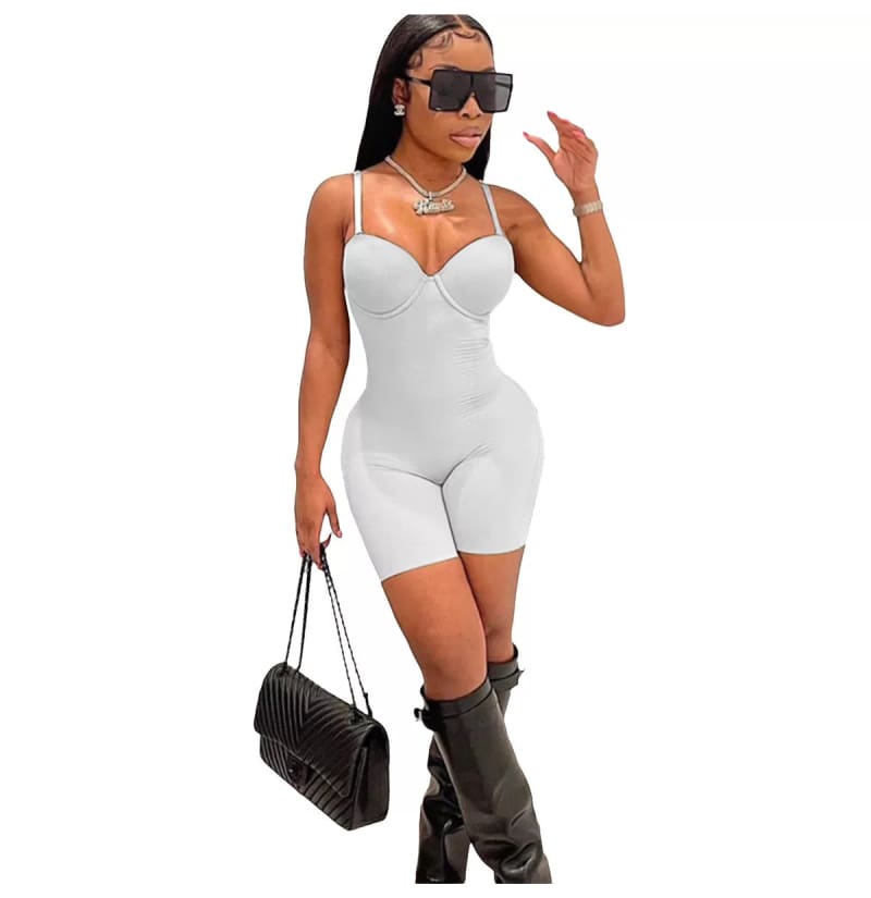 Solid Super Fitting Thick Chick Jumpsuit Romper Body Shaper Shorts Onesie