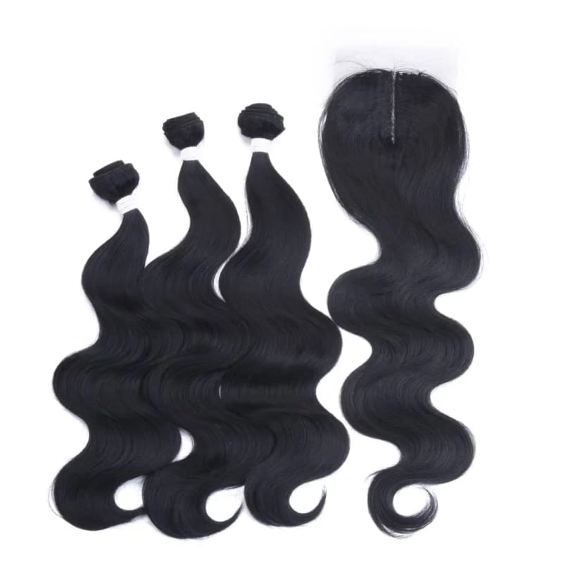 Synthetic Heat Resistant Hair, 3PK Bundles with Closure