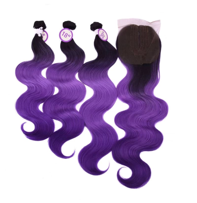 Synthetic Heat Resistant Hair, 3PK Bundles with Closure
