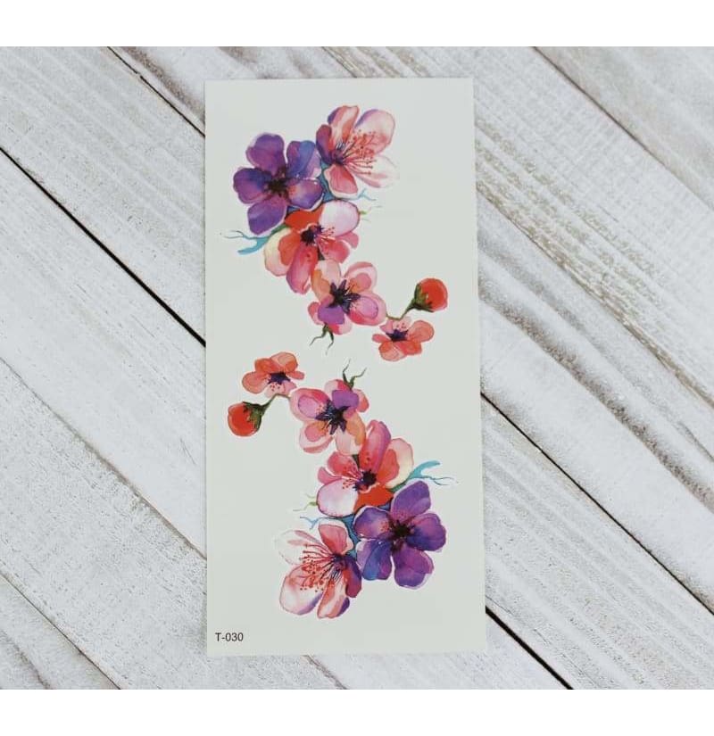 Temp Tattoo Blossom Colorful Petal Flowers, Long Lasting, Realistic