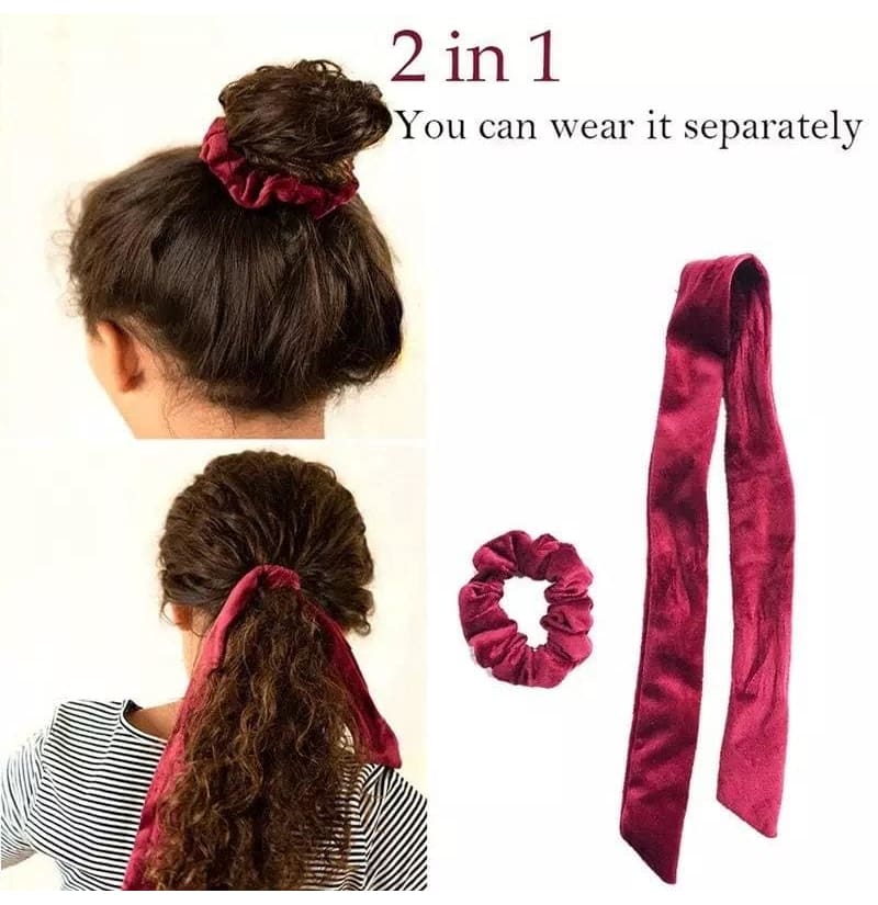 Velvet 2pc Bow Hair Tie, Many Colors, Stylish Cute Hair Ties Colors #2