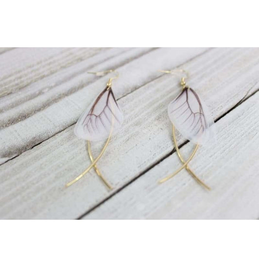 White Butterfly Wings Earrings, Beautiful Translucent Dangling Fashion Earrings Super Cute Light